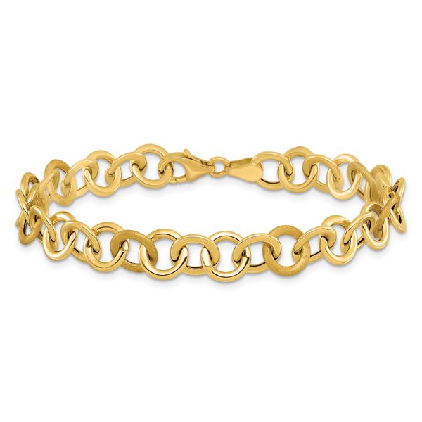 Leslie's 14K Polished and Satin Fancy Circle Link Bracelet - Image 3