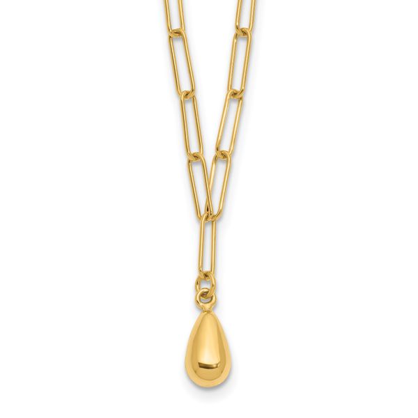 Leslie's 14K Polished Teardrop Paperclip Link Necklace