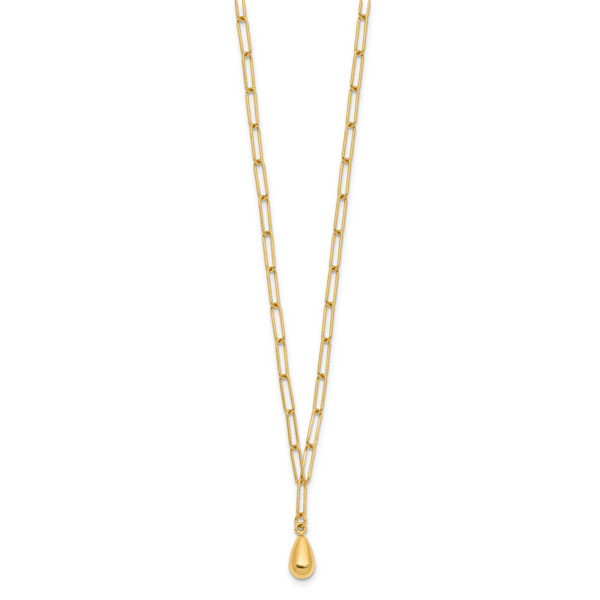 Leslie's 14K Polished Teardrop Paperclip Link Necklace - Image 2