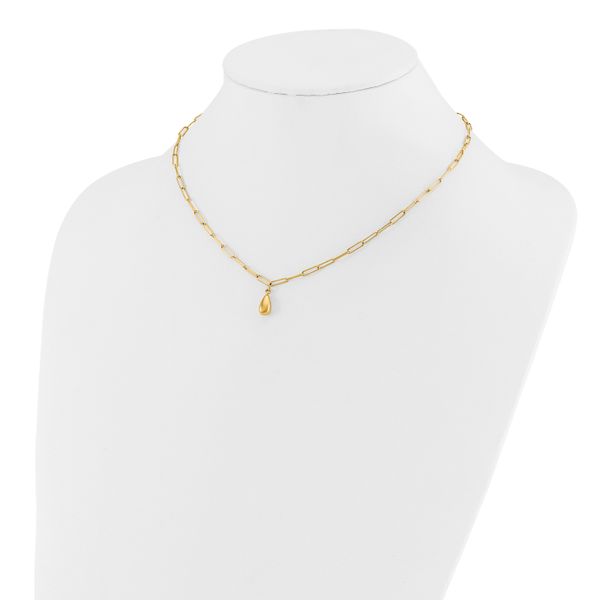 Leslie's 14K Polished Teardrop Paperclip Link Necklace - Image 3