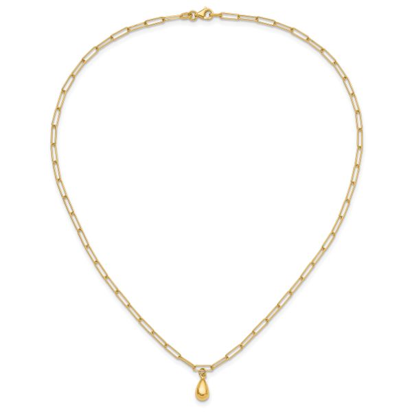 Leslie's 14K Polished Teardrop Paperclip Link Necklace - Image 4