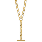 Leslie's 14K Polished Flat Oval Link Drop w/2in ext. Choker Necklace - Image 2