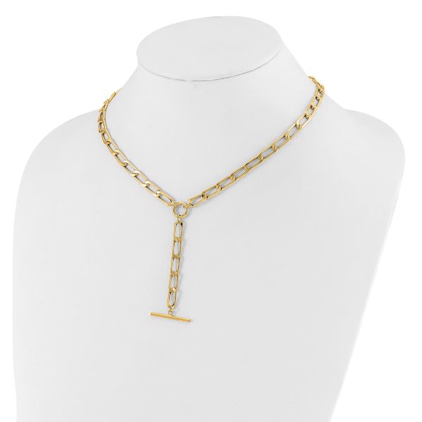 Leslie's 14K Polished Flat Oval Link Drop w/2in ext. Choker Necklace - Image 3