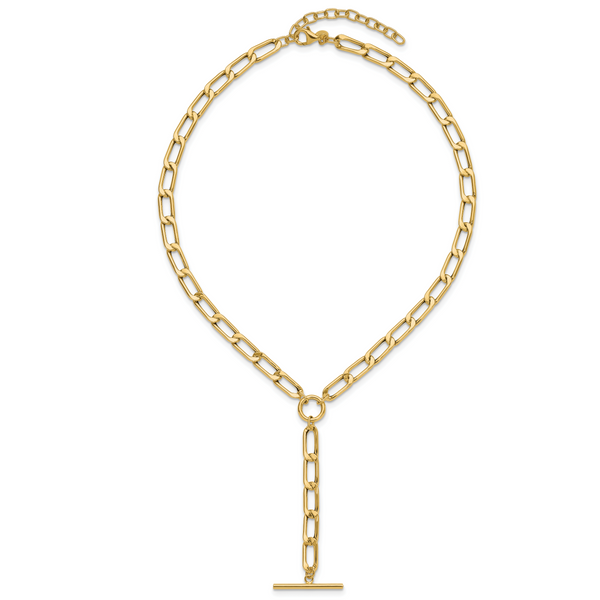 Leslie's 14K Polished Flat Oval Link Drop w/2in ext. Choker Necklace - Image 4