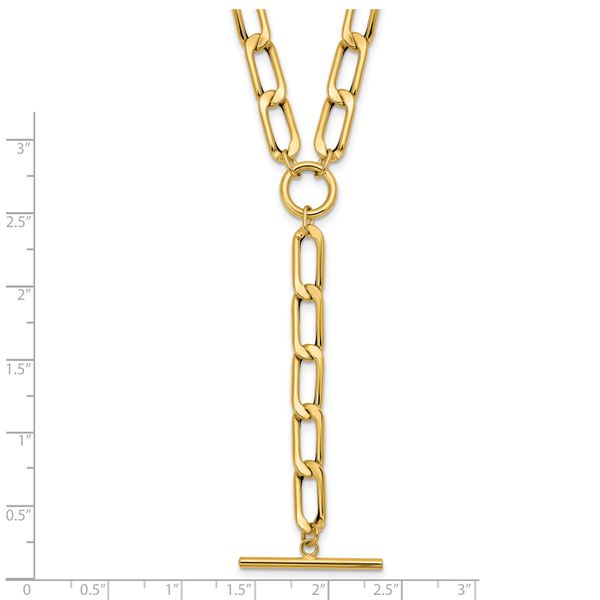 Leslie's 14K Polished Flat Oval Link Drop w/2in ext. Choker Necklace - Image 5