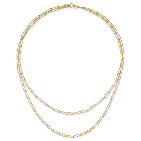 Leslie's 14K Polished and Textured 2-strand Paperclip Necklace - Image 4