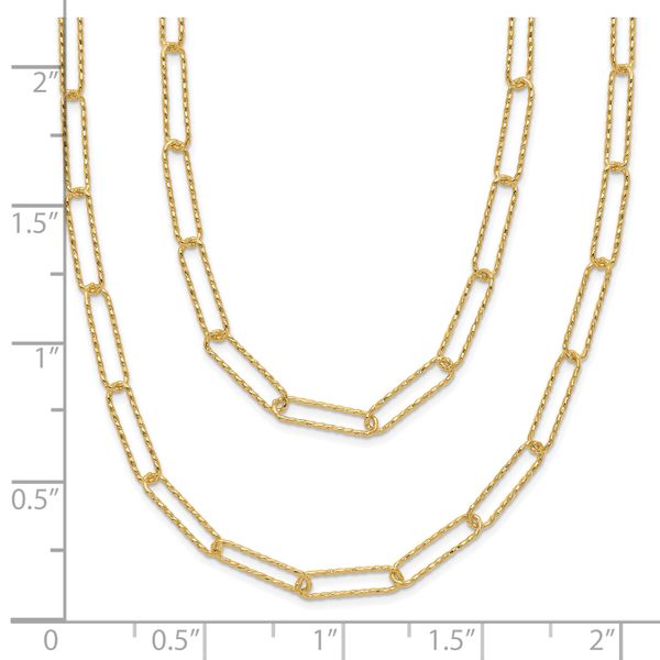 Leslie's 14K Polished and Textured 2-strand Paperclip Necklace - Image 5