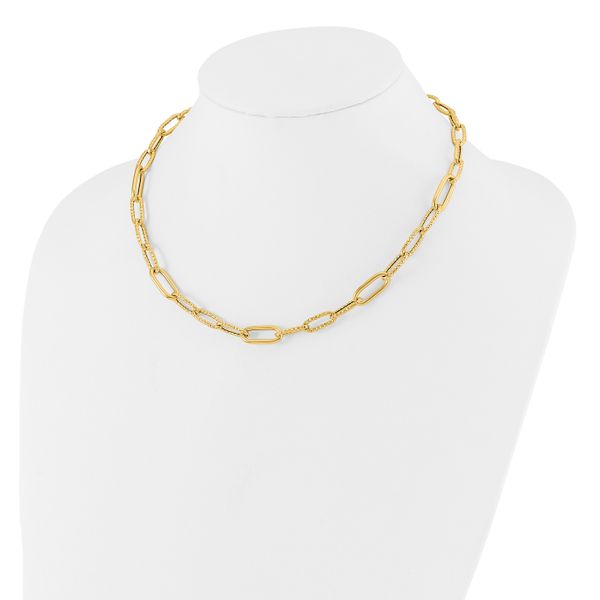 Leslie's 14K Polished and Textured Fancy Paperclip Link Necklace - Image 3