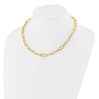Leslie's 14K Polished and Textured Fancy Paperclip Link Necklace - Image 3