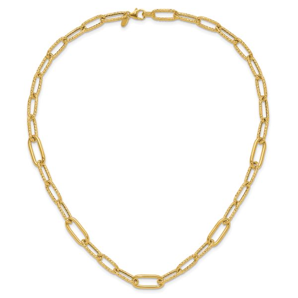 Leslie's 14K Polished and Textured Fancy Paperclip Link Necklace - Image 4