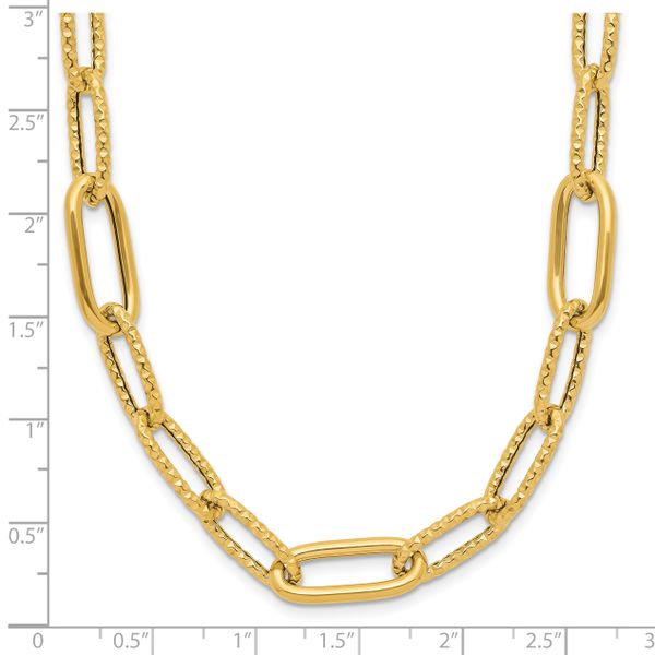 Leslie's 14K Polished and Textured Fancy Paperclip Link Necklace - Image 5