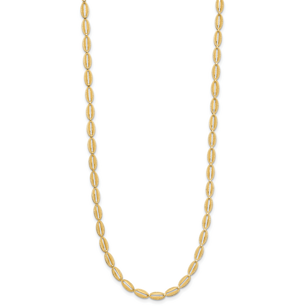 Leslie's 14K Polished and Textured Fancy Oval Link Necklace - Image 2