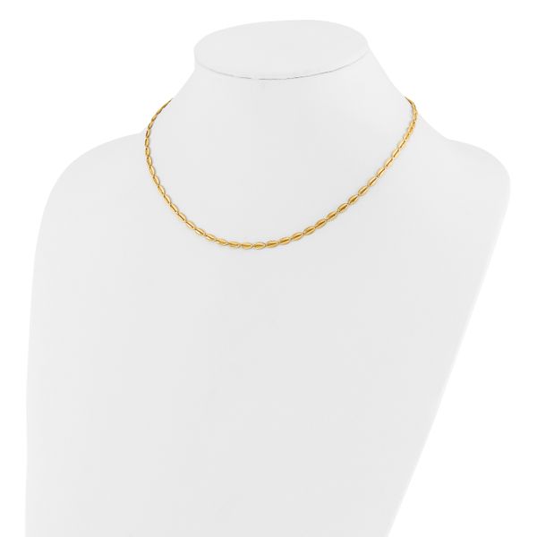 Leslie's 14K Polished and Textured Fancy Oval Link Necklace - Image 3