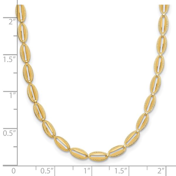 Leslie's 14K Polished and Textured Fancy Oval Link Necklace - Image 5