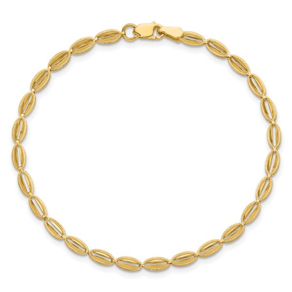 Leslie's 14K Polished and Textured Fancy Oval Link Bracelet - Image 4
