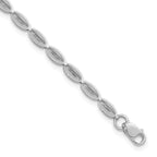 Leslie's 14K White Gold Polished / Textured Fancy Oval Link Bracelet