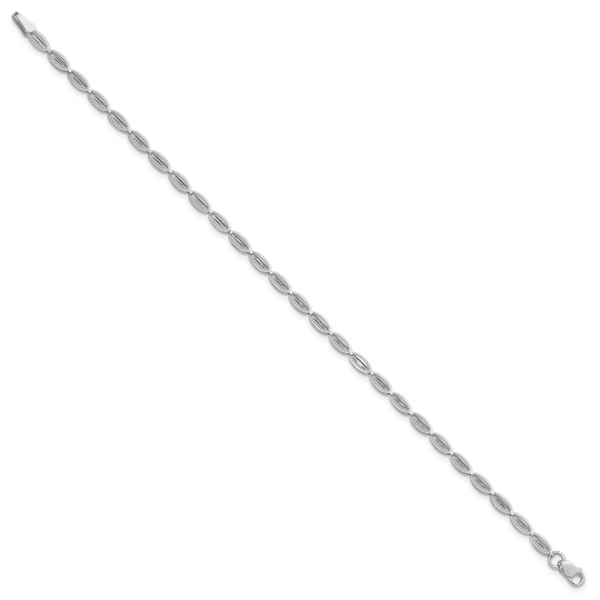 Leslie's 14K White Gold Polished / Textured Fancy Oval Link Bracelet - Image 2