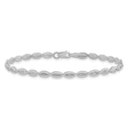 Leslie's 14K White Gold Polished / Textured Fancy Oval Link Bracelet - Image 3
