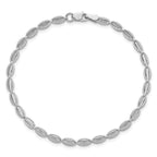 Leslie's 14K White Gold Polished / Textured Fancy Oval Link Bracelet - Image 4