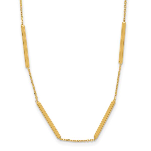 Leslie's 14K Polished 6 Bar Stations 16in with 1.5in ext Necklace