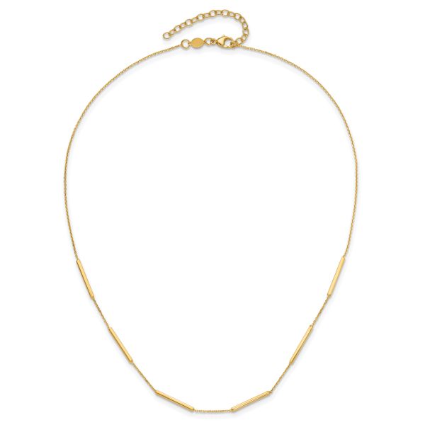 Leslie's 14K Polished 6 Bar Stations 16in with 1.5in ext Necklace - Image 4