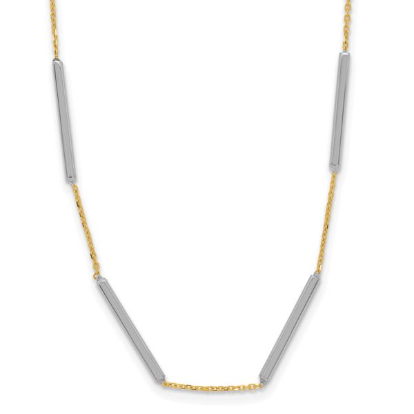 Leslie's 14K Two-tone Polished 6 Bar Stations w/1.5in ext. Necklace