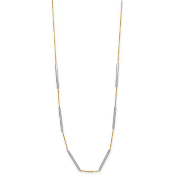 Leslie's 14K Two-tone Polished 6 Bar Stations w/1.5in ext. Necklace - Image 2
