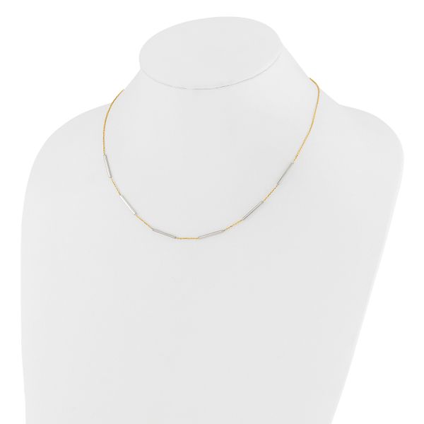 Leslie's 14K Two-tone Polished 6 Bar Stations w/1.5in ext. Necklace - Image 3