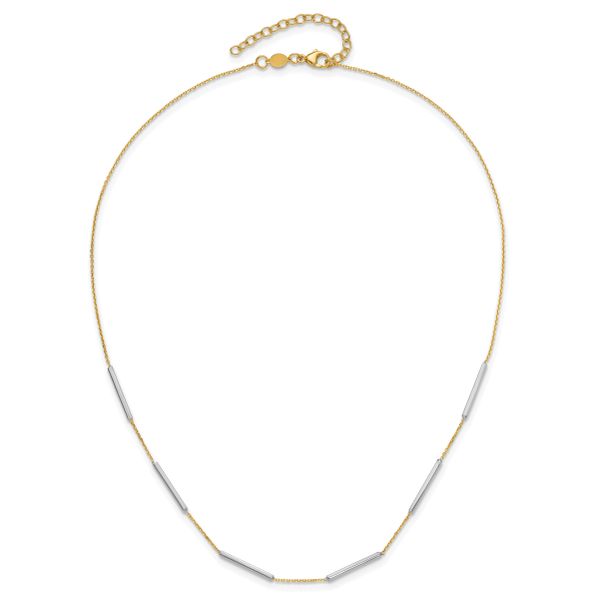 Leslie's 14K Two-tone Polished 6 Bar Stations w/1.5in ext. Necklace - Image 4