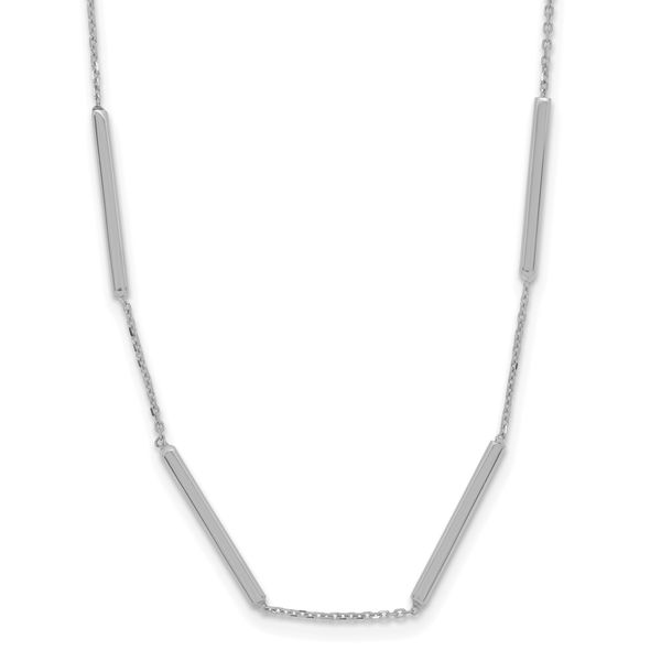 Leslie's 14K White Gold Polished 6 Bar Stations w/1.5in ext. Necklace