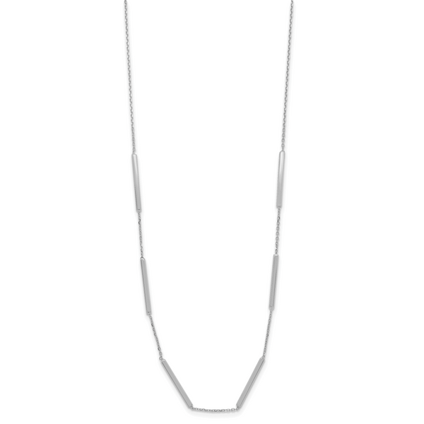 Leslie's 14K White Gold Polished 6 Bar Stations w/1.5in ext. Necklace - Image 2