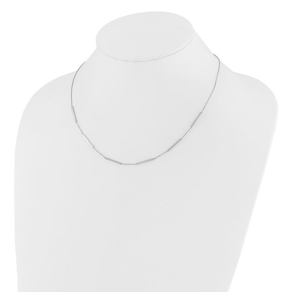 Leslie's 14K White Gold Polished 6 Bar Stations w/1.5in ext. Necklace - Image 3