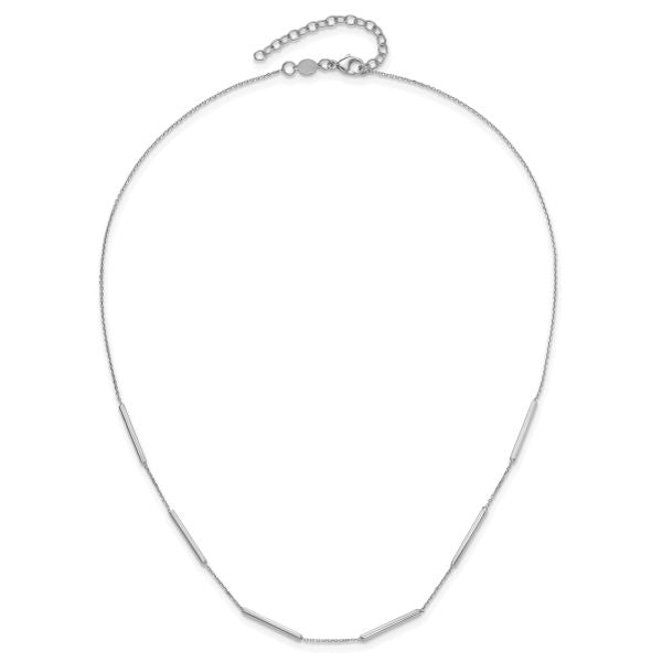 Leslie's 14K White Gold Polished 6 Bar Stations w/1.5in ext. Necklace - Image 4