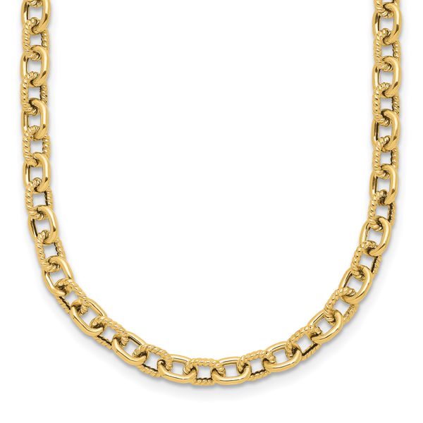 Leslie's 14K Polished and Textured Link Necklace