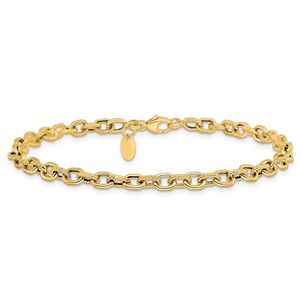 Leslie's 14K Polished and Textured Link Bracelet - Image 3