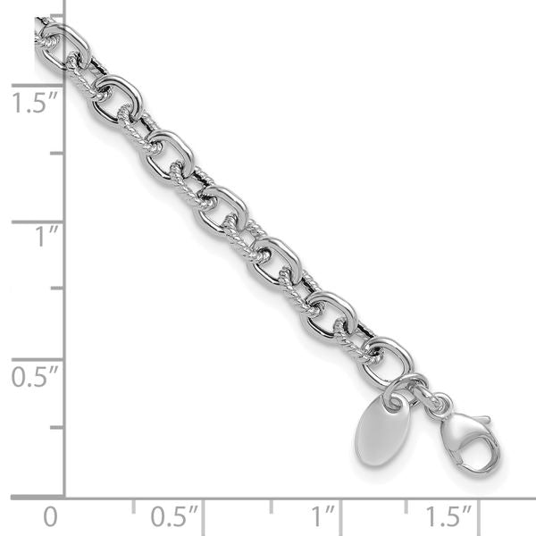 Leslie's 14K White Gold Polished and Textured Link Bracelet - Image 5