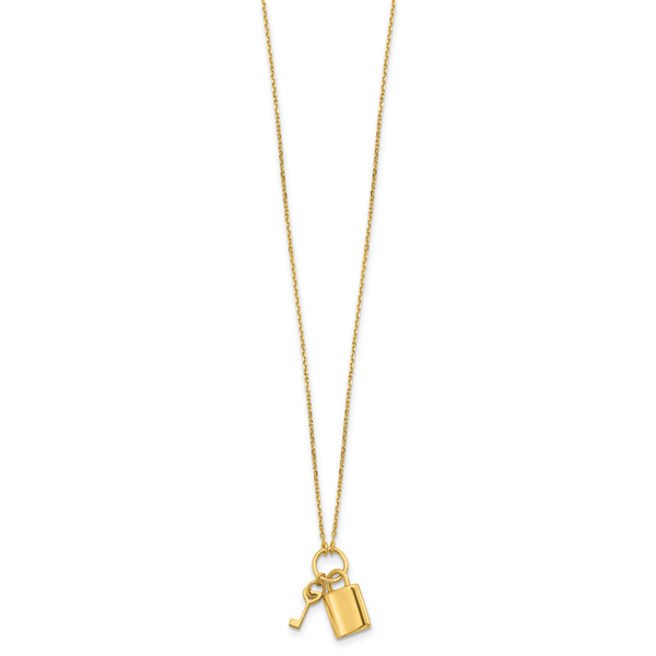Leslie's 14K Polished Lock and Key 16in with 2in ext Necklace - Image 2