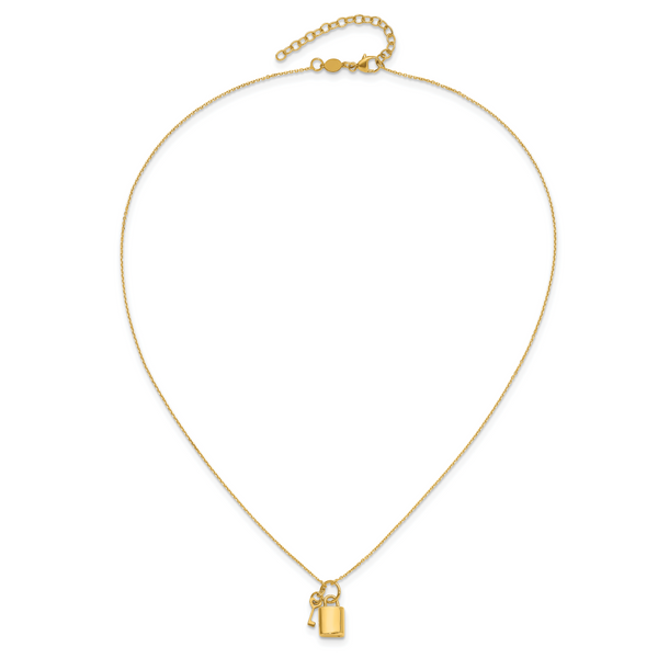 Leslie's 14K Polished Lock and Key 16in with 2in ext Necklace - Image 4