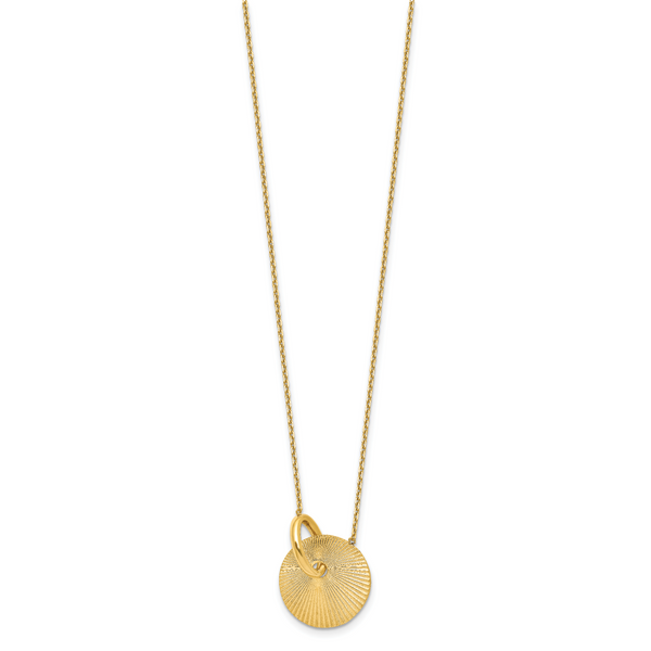Leslie's 14K Polished and Textured Circle 16in with 2in ext Necklace - Image 2