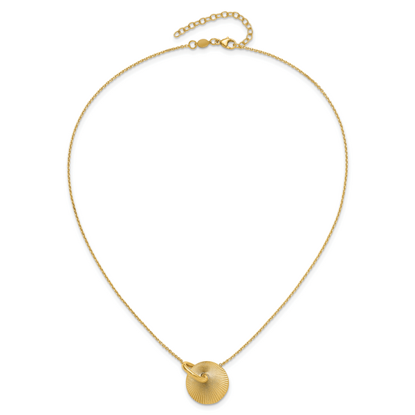 Leslie's 14K Polished and Textured Circle 16in with 2in ext Necklace - Image 4