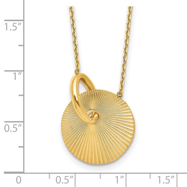 Leslie's 14K Polished and Textured Circle 16in with 2in ext Necklace - Image 5