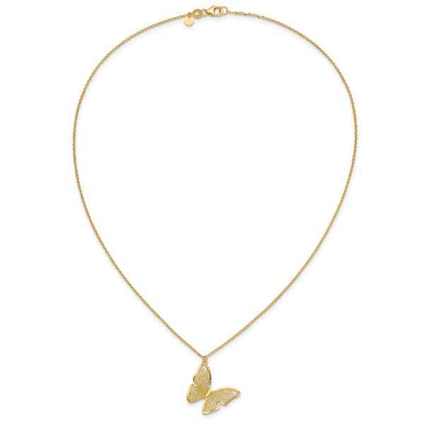 Leslie's 14k Textured and Polished Butterfly 18in Necklace - Image 4