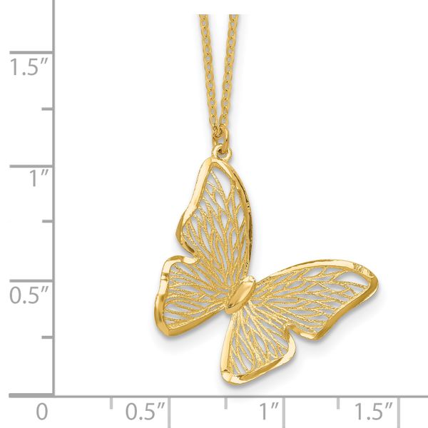 Leslie's 14k Textured and Polished Butterfly 18in Necklace - Image 5