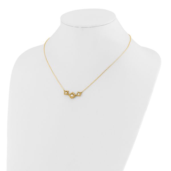 Leslie's 14k Polished FWC Pearl Flower 16in w/2in ext. Necklace - Image 3