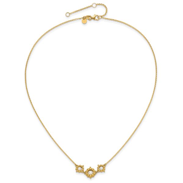 Leslie's 14k Polished FWC Pearl Flower 16in w/2in ext. Necklace - Image 4