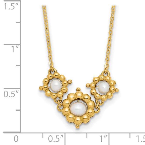 Leslie's 14k Polished FWC Pearl Flower 16in w/2in ext. Necklace - Image 5