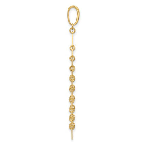 14K Polished and Dia-cut Fancy Dangle Pendant - Image 2