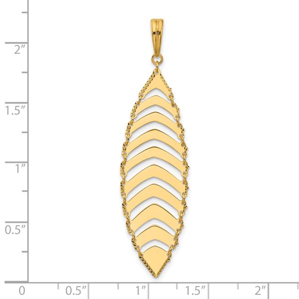 14K Polished and Dia-cut Fancy Dangle Pendant - Image 4