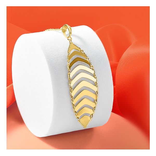 14K Polished and Dia-cut Fancy Dangle Pendant - Image 5