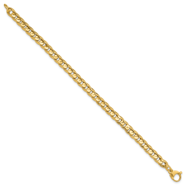 Leslie's 14K Polished and Textured Fancy Curb Bracelet - Image 2
